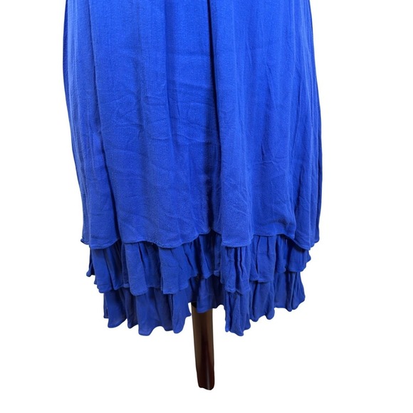 NWT Crochet Bustier Dress XL Blue Tiered Ruffle High Low Hem Boho CoastalCowgirl - Picture 6 of 10